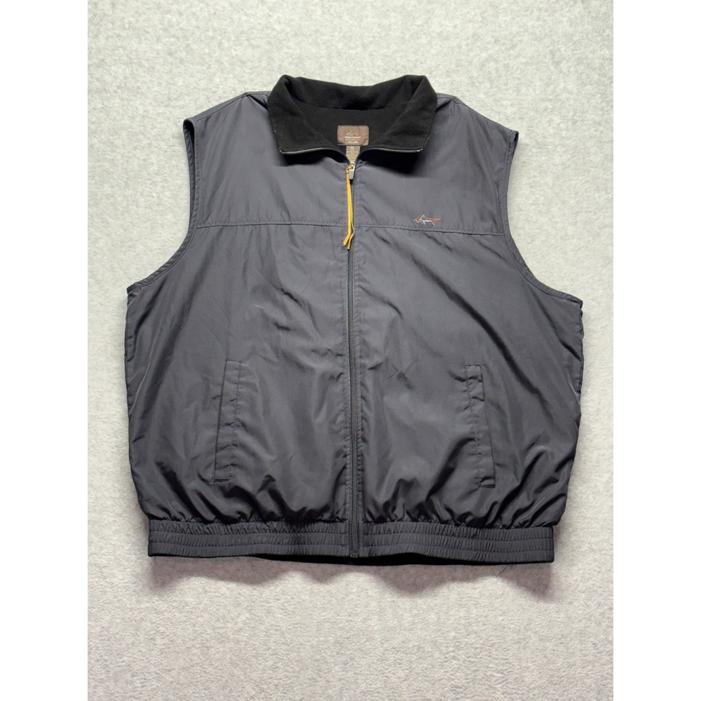 Greg Norman Tasso Elba Mens XL Black Fleece Lined Golf Vest Full Zip Sleeveless